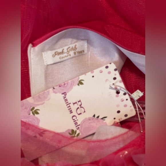 Stunning Hot Pink Rosette One-Shoulder Tulle Dress with Matching Purse - Picture 4 of 4